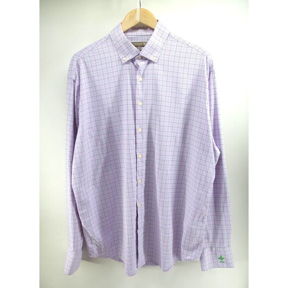 Peter‎ Millar Summer Comfort Button Up Shirt Men XL Purple Plaid - Picture 1 of 8